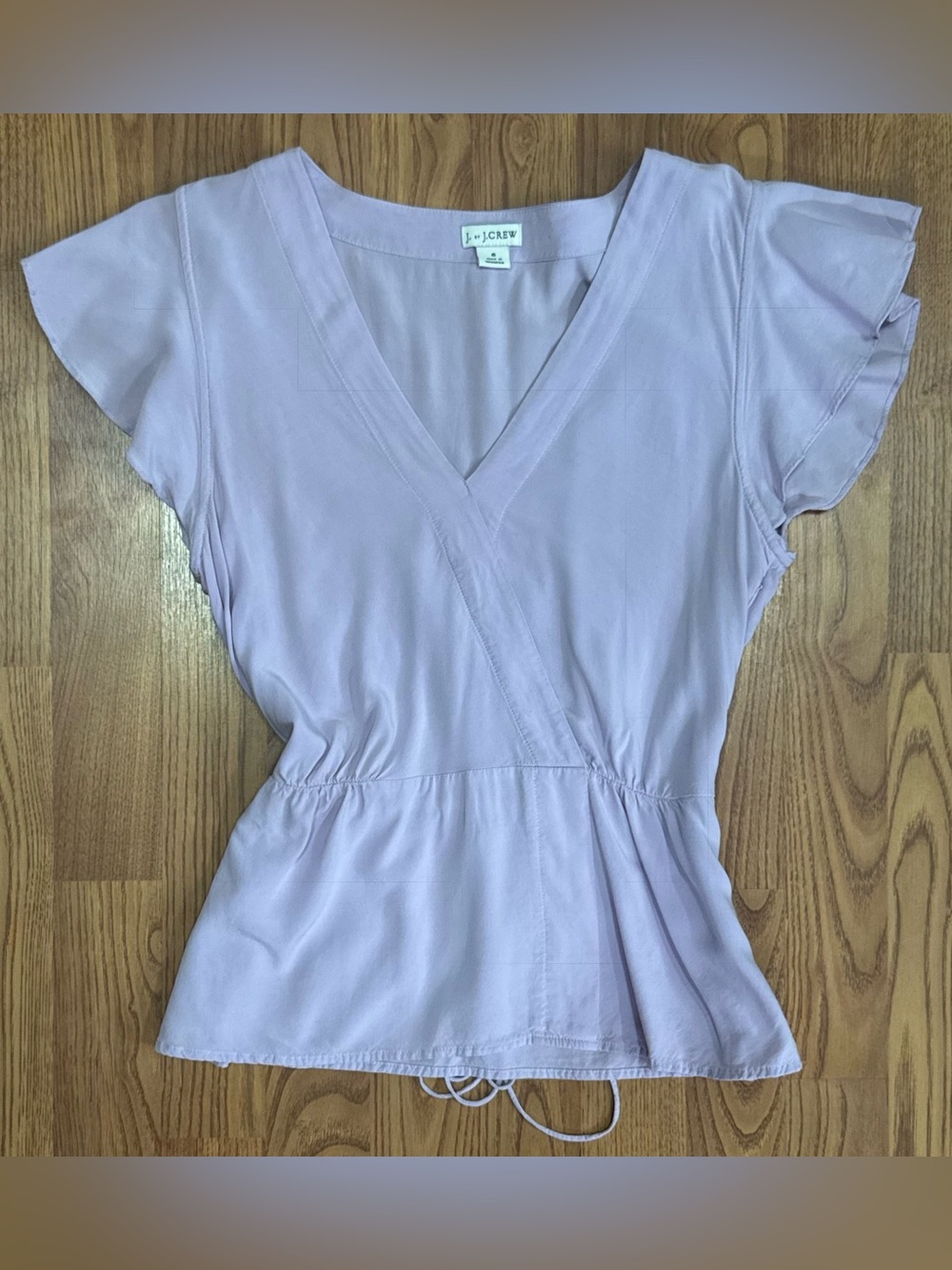 ❤️ J. Crew Lavender Wrap-Style Short Butterfly Sleeve Top Blouse Shirt (B17)